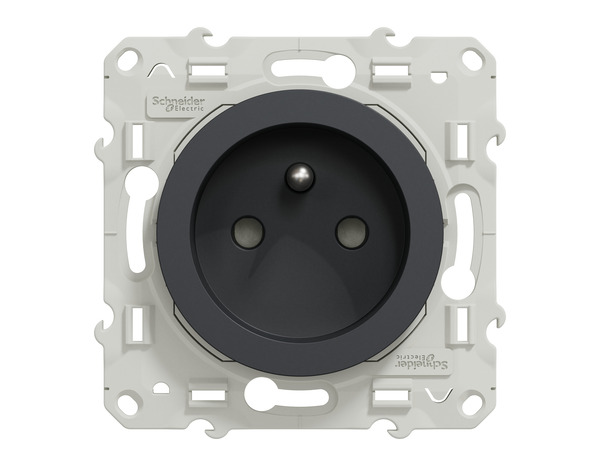 Prise avec terre "Odace" éclipses de protection anthracite - Brico Dépôt