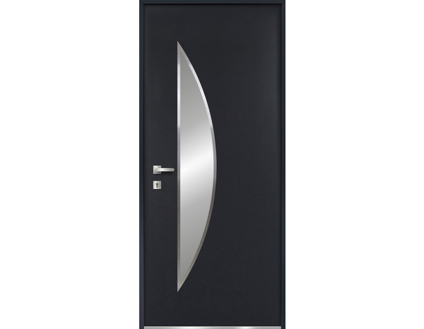 Porte entrée en métal gris "Badur" H. 215 x l. 90 droite - GEOM - Brico Dépôt