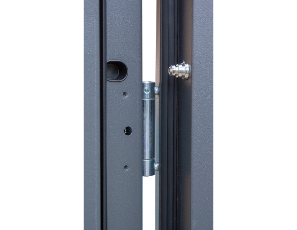 Porte entrée en métal gris "Badur" H. 215 x l. 90 droite - GEOM - Brico Dépôt