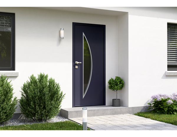 Porte entrée en métal gris "Badur" H. 215 x l. 90 droite - GEOM - Brico Dépôt