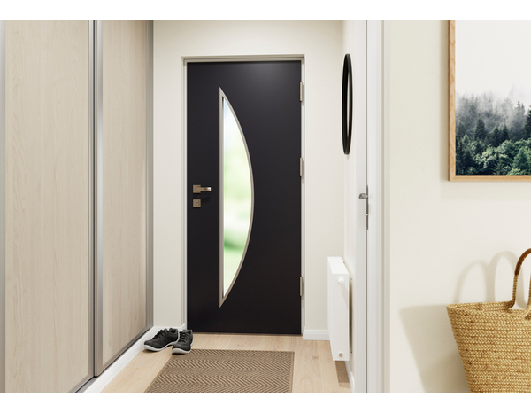 Porte entrée métal gris "Badur" H. 215 x l. 90 gauche - Brico Dépôt