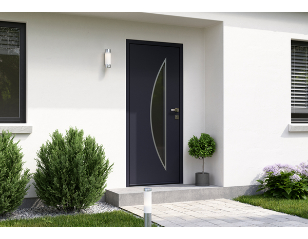 Porte entrée métal gris "Badur" H. 215 x l. 90 gauche - Brico Dépôt