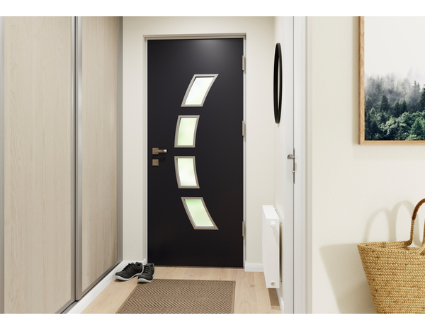 Porte entrée métal gris "Hati" H. 215 x l. 90 droite - GEOM - Brico Dépôt