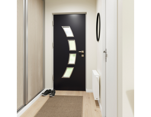 Porte entrée métal gris "Hati" H. 215 x l. 90 gauche - Brico Dépôt