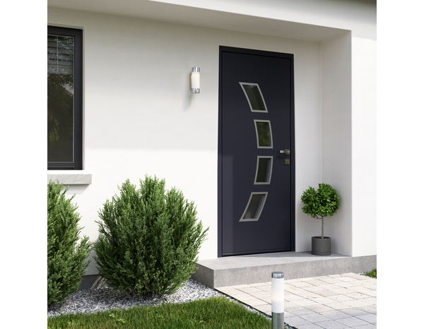 Porte entrée métal gris "Hati" H. 215 x l. 90 gauche - Brico Dépôt