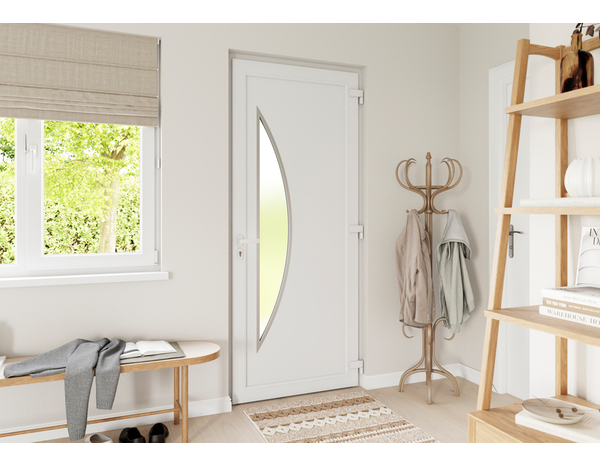 Porte entrée PVC blanc "Ferla" H. 215 x l. 90 gauche - Brico Dépôt