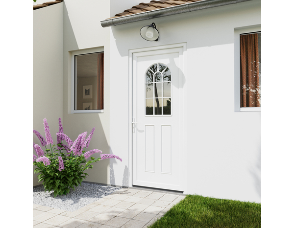Porte entrée PVC blanc "Ogus" H. 215 x l. 90 droite - Brico Dépôt