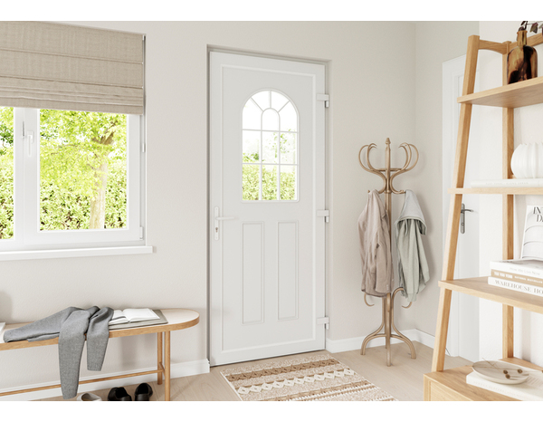 Porte entrée PVC blanc "Ogus" H. 215 x l. 90 droite - Brico Dépôt