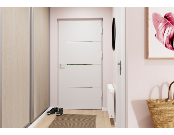 Porte d'entrée aluminium blanc "Mahe" H. 215 x l. 90 droite - GEOM - Brico Dépôt