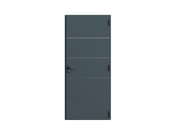 Porte d'entrée aluminium gris "Loras" H. 215 x l. 90 gauche - GEOM - Brico Dépôt