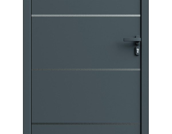 Porte d'entrée aluminium gris "Loras" H. 215 x l. 90 gauche - GEOM - Brico Dépôt