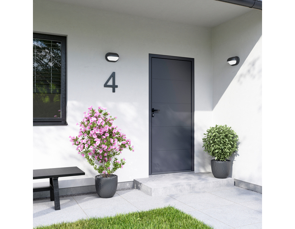 Porte d'entrée aluminium gris "Nio" H. 215 x l. 90 droite - GEOM - Brico Dépôt