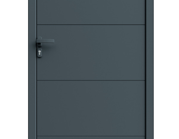 Porte d'entrée aluminium gris "Nio" H. 215 x l. 90 droite - GEOM - Brico Dépôt