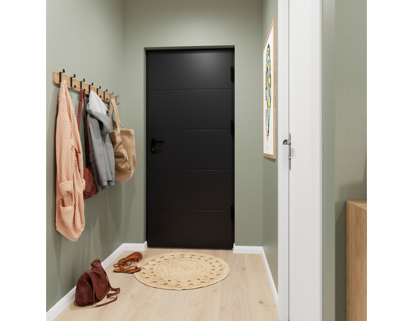 Porte d'entrée aluminium gris "Nio" H. 215 x l. 90 droite - GEOM - Brico Dépôt