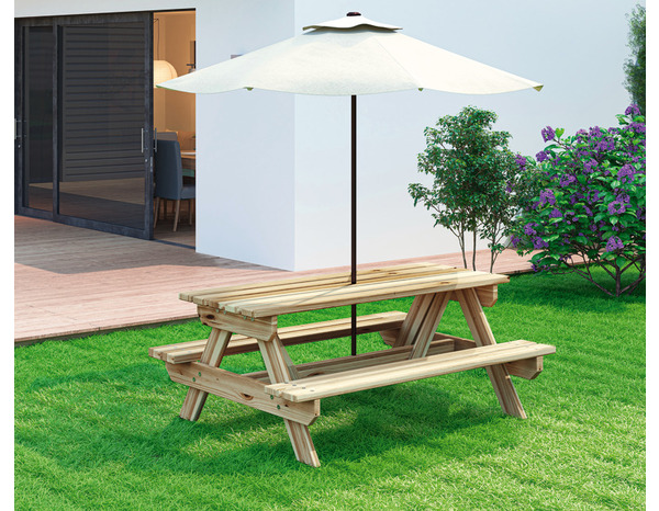 Table de pique-nique en bois - L. 170 x H. 71 x P. 140 cm - Brico Dépôt