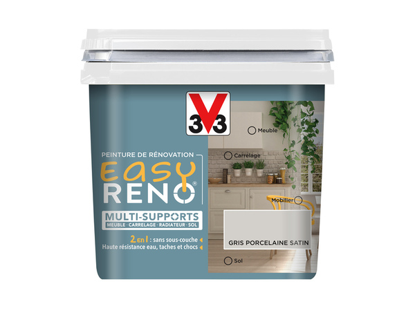 Peinture multi-supports 2en1 Satin 0,75 L Gris porcelaine - V33 - Brico Dépôt