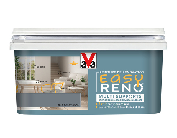 Peinture multi-supports 2en1 Satin 2 L Gris galet - V33 - Brico Dépôt