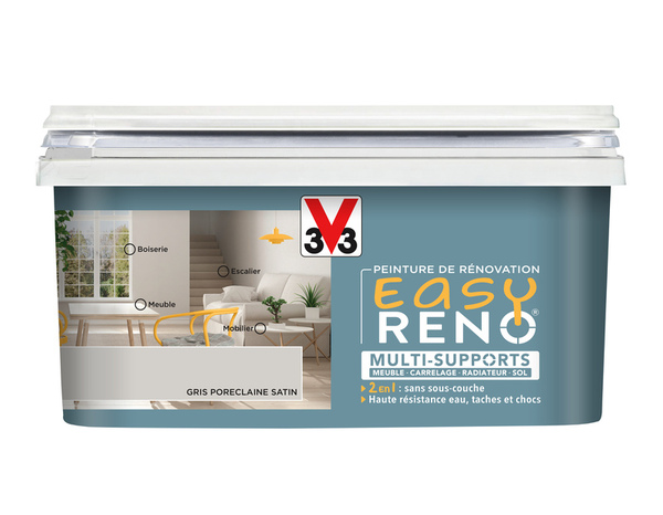 Peinture multi-supports 2en1 Satin 2 L Gris porcelaine - V33 - Brico Dépôt