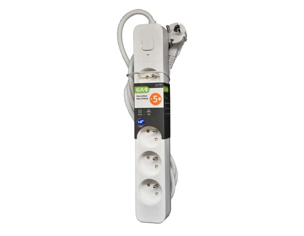EMOS P1525 R Bloc multiprise 5 Prises avec Interrupteur 5 m câble Blanc  Rotatif 45° 1,5 mm multiprise avec sécurité Enfant IP20 pour Usage  intérieur