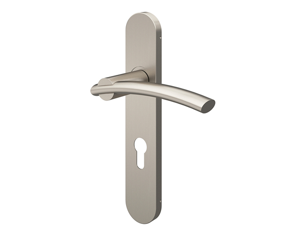 Poignée de porte "Lyderic" avec trou pour cylindre - Effet nickel - Entraxe 195 mm - Cooke and Lewis - Brico Dépôt