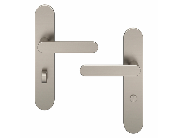 Poignée de porte "Marick" avec serrure à condamnation - Effet nickel - Entraxe adaptable 165-195 mm - Cooke and Lewis - Brico Dépôt