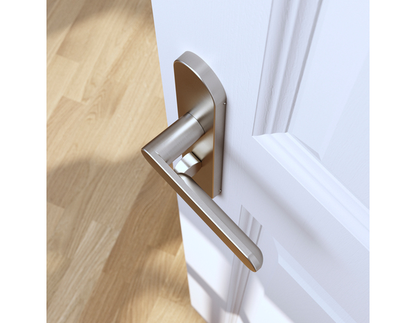 Poignée de porte "Marick" avec serrure à condamnation - Effet nickel - Entraxe adaptable 165-195 mm - Cooke and Lewis - Brico Dépôt