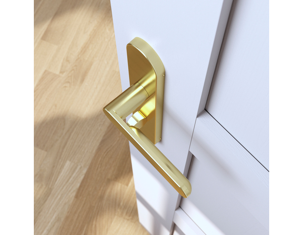 Poignée de porte "Marick" avec serrure à condamnation - Effet laiton - Entraxe adaptable 165-195 mm - Cooke and Lewis - Brico Dépôt