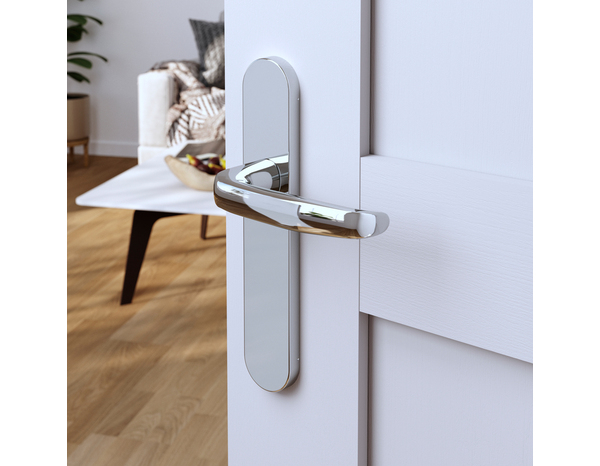 Poignée de porte "Goderic" sans trou - Effet chromé - Entraxe adaptable 165-195 mm - Cooke and Lewis - Brico Dépôt