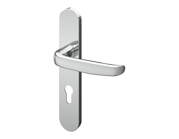 Poignée de porte "Goderic" avec trou pour cylindre - Effet chromé - Entraxe adaptable 165-195 mm - Cooke and Lewis - Brico Dépôt