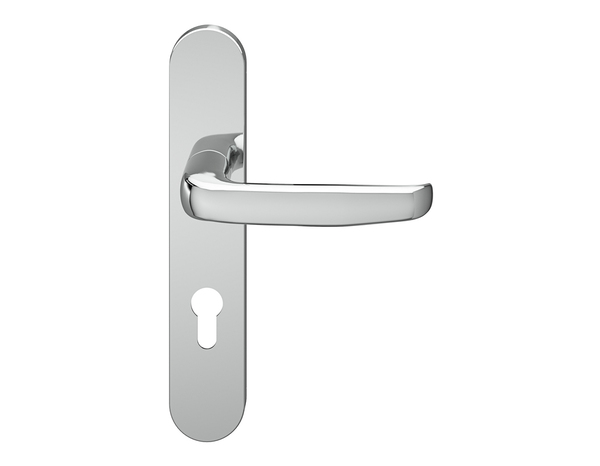 Poignée de porte "Goderic" avec trou pour cylindre - Effet chromé - Entraxe adaptable 165-195 mm - Cooke and Lewis - Brico Dépôt