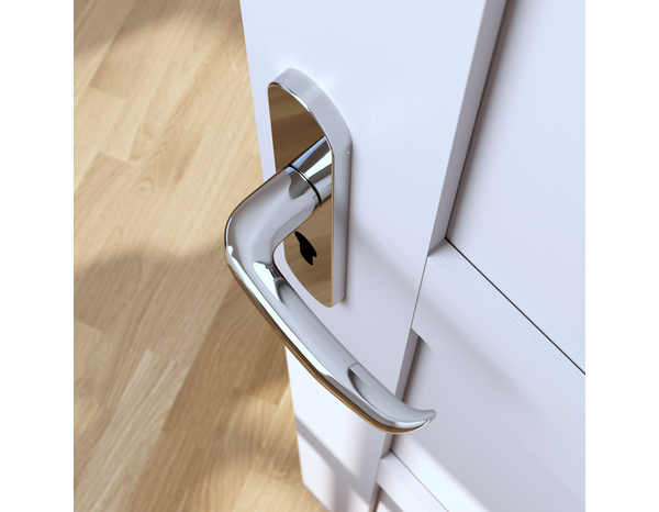 Poignée de porte "Goderic" avec trou pour cylindre - Effet chromé - Entraxe adaptable 165-195 mm - Cooke and Lewis - Brico Dépôt