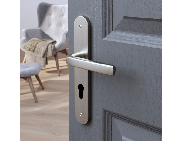 Poignée de porte "Iza" avec trou pour cylindre - Entraxe 195 mm - Brico Dépôt