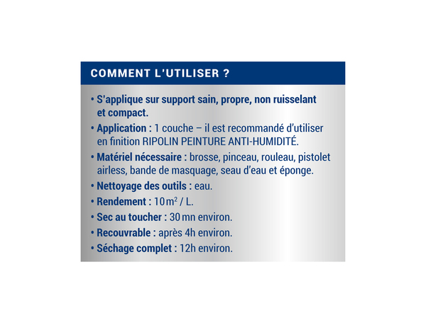 Sous-couche anti-humidité acrylique blanc 0,75 L - Ripolin - Brico Dépôt