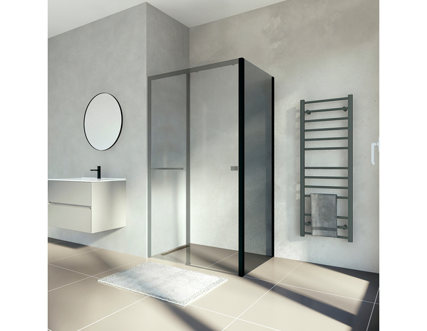 Paroi de douche latérale 80 cm noir mat verre fumé - Brico Dépôt
