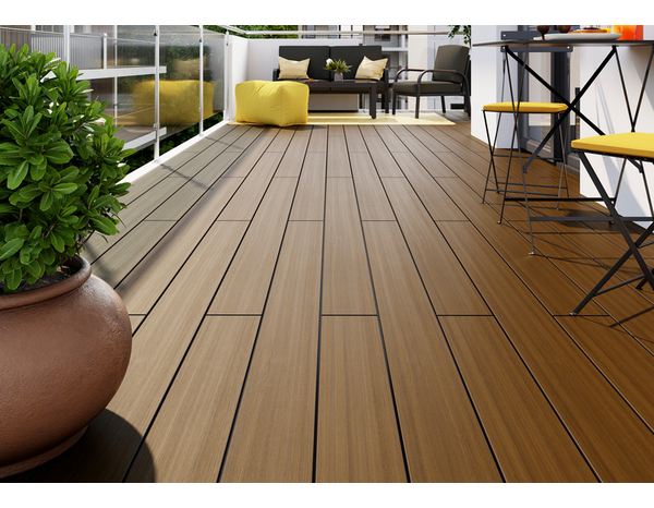 Lame de terrasse composite marron "Neva Protect"  L. 2,2 m x l. 145 mm x EP. 21 mm - Brico Dépôt