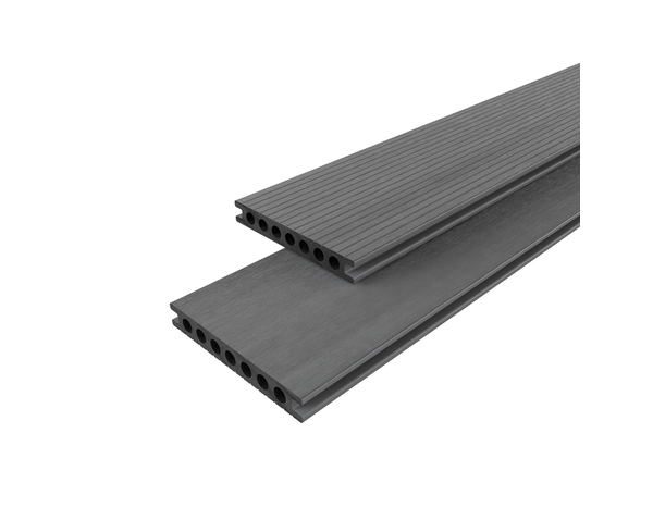 Lame de terrasse composite gris "Neva Protect"  L. 2,2 m x l. 145 mm x EP. 21 mm - Marque BLOOMA - Brico Dépôt