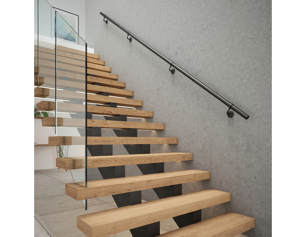 Kit main courante arrondie métal noir - Brico Dépôt