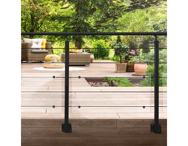 Kit balustrade latérale aluminium noir "Jorun"  H. 1,17 m x L. 2 m - Brico Dépôt