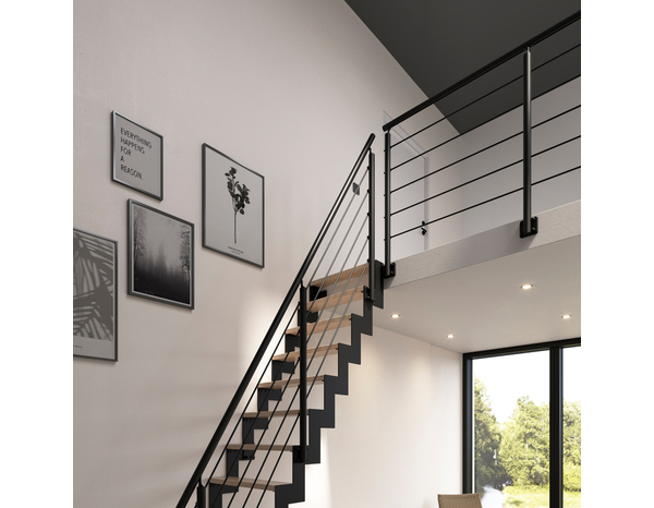 Kit balustrade latérale aluminium noir "Jorun"  H. 1,17 m x L. 2 m - Brico Dépôt