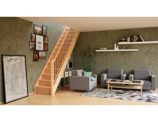 Balustrade tubes verticaux  en hêtre "Fineas" escalier droit - Brico Dépôt