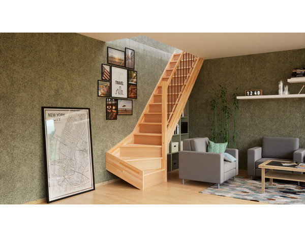 Balustrade tubes verticaux tournant en hêtre "Fineas" escalier 1/4 - Brico Dépôt