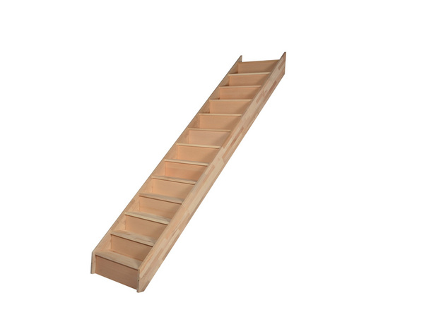 Escalier droit prémonté en hêtre couleur bois brut FINEAS - Brico Dépôt