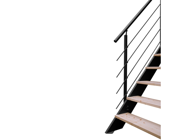 Escalier droit + rampe bois et métal "Sanson" - Brico Dépôt