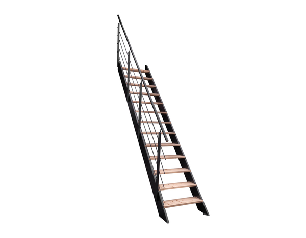 Escalier droit + rampe bois et métal "Sanson" - Brico Dépôt