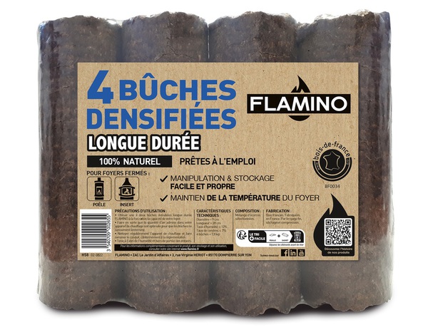 4 bûches densifiées nuit - L. 28 cm Ø 9 cm,  taux d'humidité : ≤ 12% - Brico Dépôt