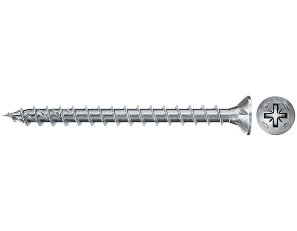 Boite 300 vis à bois PowerFast II 4 x 30 mm tête fraisée, zingué blanc, filetage total - Fischer - Brico Dépôt