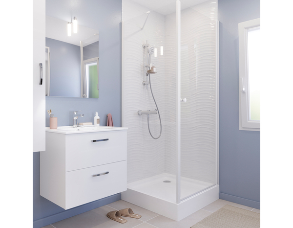 Paroi de douche latérale "Garian" l.80 cm  en verre transparent - Brico Dépôt