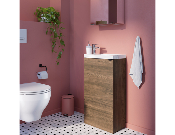 Lave main à poser effet noyer Idalie - L. 44 x H. 79 x P. 23 cm - Cooke and Lewis - Brico Dépôt