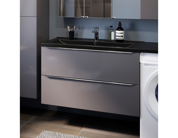 Meuble sous vasque à suspendre gris taupe Idalie L. 100 x H. 60 x P. 45 cm - Cooke and Lewis - Brico Dépôt