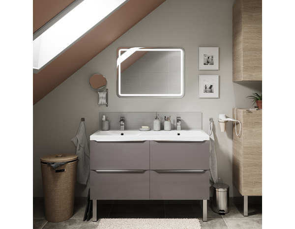 Meuble sous vasque double à suspendre gris taupe Idalie L. 120 x H. 60 x P. 45 cm - Cooke and Lewis - Brico Dépôt